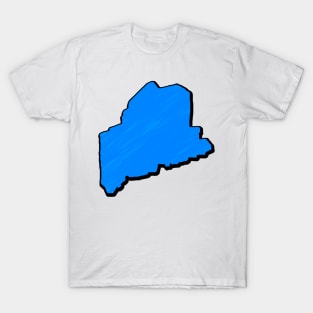 Bright Blue Maine Outline T-Shirt